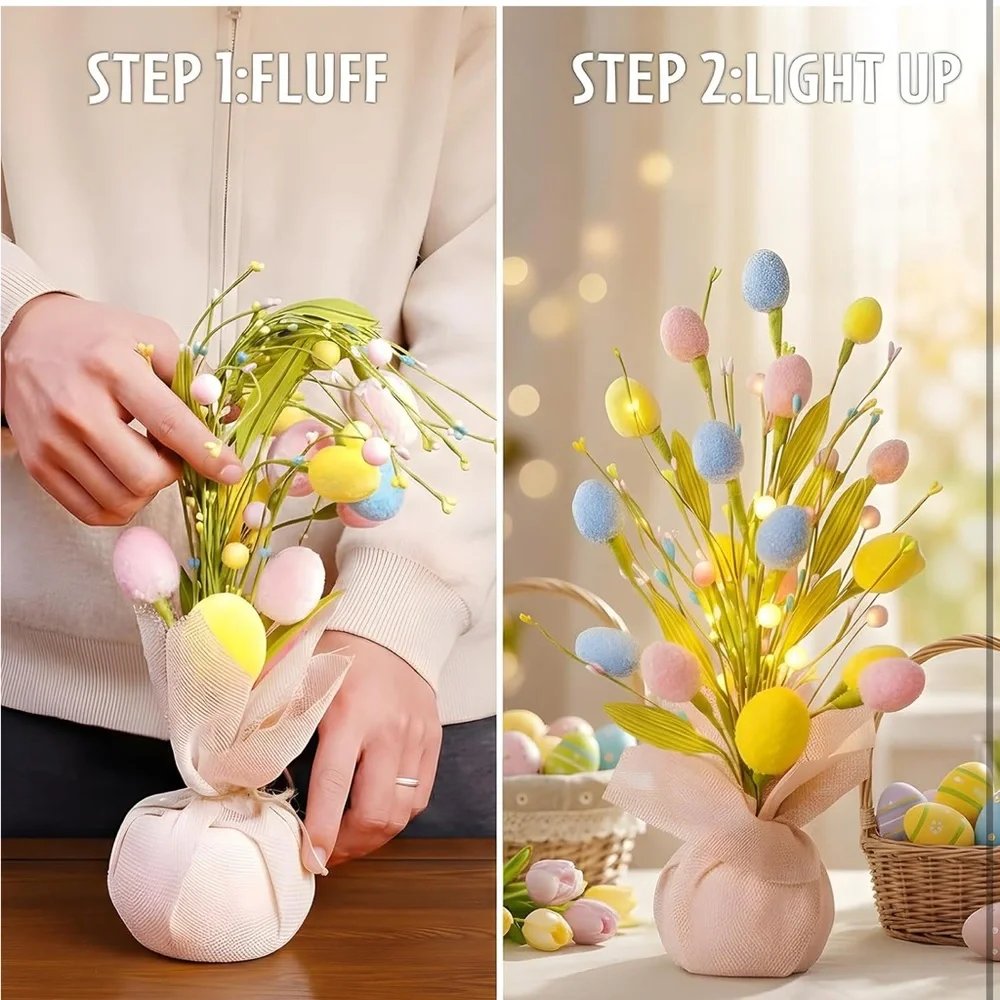 easter decorations 18 inch Easter tree with eggs and leg light
